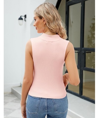 Womens Sweater Vest Knit Tank Tops Crop Ribbed Zipper Sleeveless Shirt Tops Pink $8.50 Sweaters