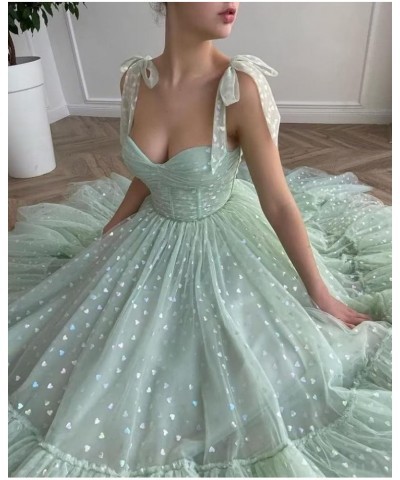 Hearty Tulle Prom Dresses Tea Length Spaghetti Straps Formal Evening Party Gowns for Women 01-sleeveless-green $36.91 Dresses