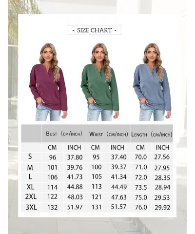 Womens Casual Sweatshirts Henley Button Up Long Sleeve Tunic Tops 09-khaki $17.64 Hoodies & Sweatshirts