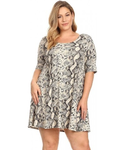 Elbow Sleeve Trapeze Dress, Hits Mid Thigh with Three Quarter Sleeves Gray 1181 $14.85 Dresses