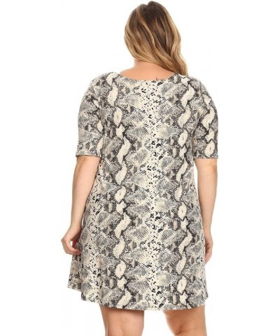 Elbow Sleeve Trapeze Dress, Hits Mid Thigh with Three Quarter Sleeves Gray 1181 $14.85 Dresses