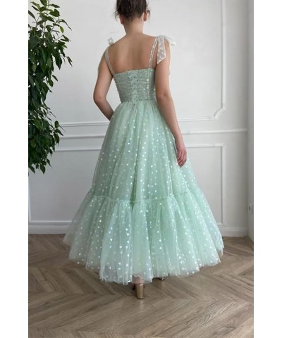 Hearty Tulle Prom Dresses Tea Length Spaghetti Straps Formal Evening Party Gowns for Women 01-sleeveless-green $36.91 Dresses