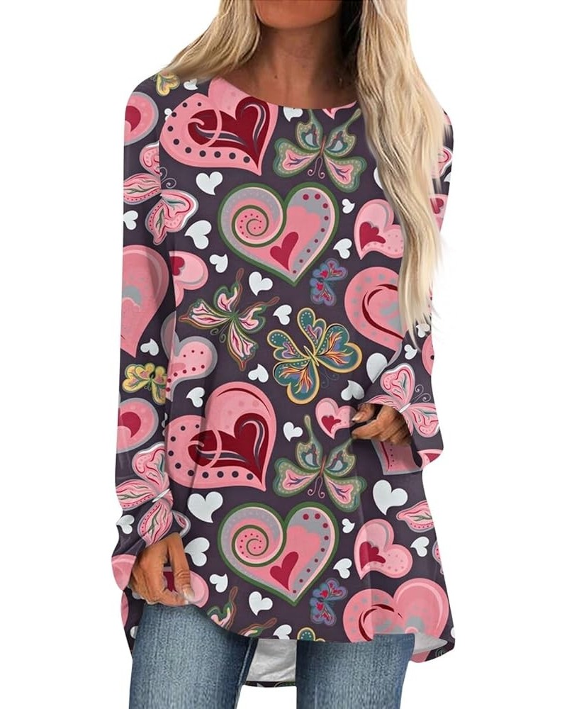 Valentines Tops for Women 2024 Casual Long Sleeve Holiday Heart Graphic Tees Cute Plus Size Shirts E-black $10.82 Tops