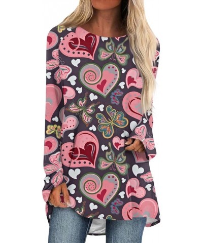 Valentines Tops for Women 2024 Casual Long Sleeve Holiday Heart Graphic Tees Cute Plus Size Shirts E-black $10.82 Tops