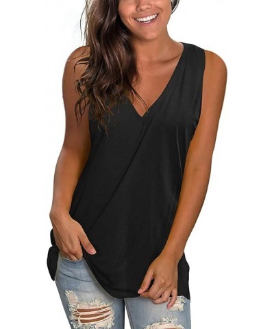 Womens V Neck Casual Tank Tops Loose Fit Sleeveless Summer Tops Shirts Blouses A-black $15.59 Tanks