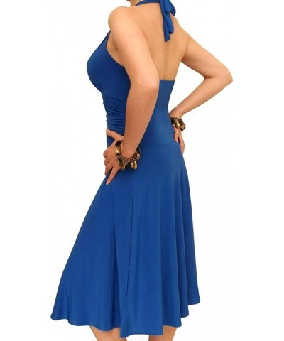 Women's Knee Length Halter Neck Dress Teal $36.90 Dresses