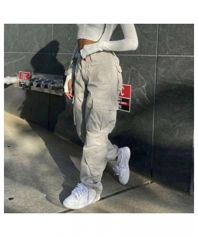 Women Cargo Baggy Pants Low Waist Wide Leg Flare Trousers Y2K Low Rise Bell Bottom Straight Casual Vintage Jeans Z-white $18....