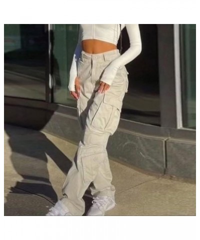 Women Cargo Baggy Pants Low Waist Wide Leg Flare Trousers Y2K Low Rise Bell Bottom Straight Casual Vintage Jeans Z-white $18....