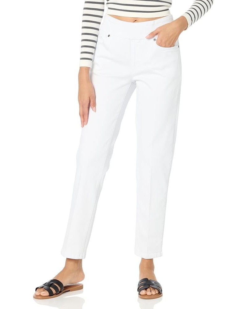 Women's Pull on Ankle Jean with Tummy Control White $26.99 Jeans