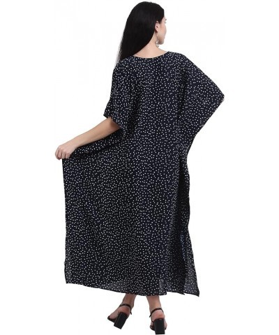 Womens Turkish Kaftan Kimono Maxi Dress Caftan Beach Swimsuit Cover up Loungewear Navy Polka Dot Long $11.74 Swimsuits