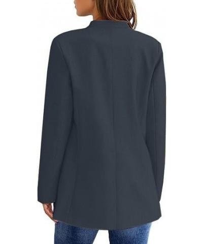 Women's Blazer Bussiness Casual Blazers Long Sleeve Button Down Blazer Jacket Solid Lapel Suite Jacket with Pockets B-dark Bl...