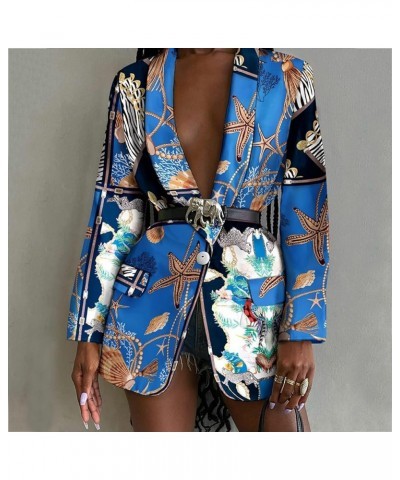 Blazer for Womens Suit Floral Business Dress Jacket Single Button Cardigan Coat Tuxedo for Wedding Party Blazers Blue $18.87 ...