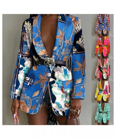 Blazer for Womens Suit Floral Business Dress Jacket Single Button Cardigan Coat Tuxedo for Wedding Party Blazers Blue $18.87 ...