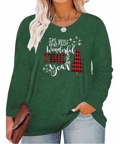 Plus Size Women T-Shirt Christmas Candy Snowman Gift Funny Casual Long Sleeve Graphic Cute Tee Tops Green-6 $12.88 Tops