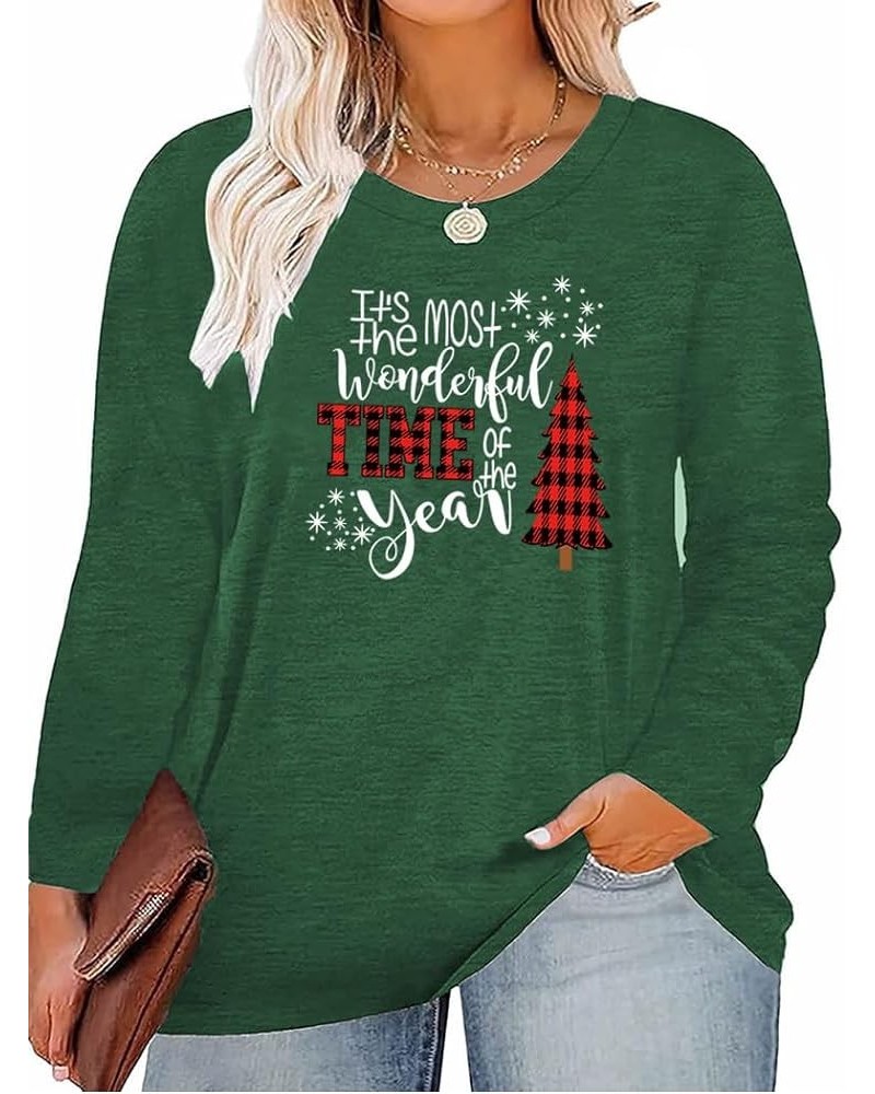 Plus Size Women T-Shirt Christmas Candy Snowman Gift Funny Casual Long Sleeve Graphic Cute Tee Tops Green-6 $12.88 Tops