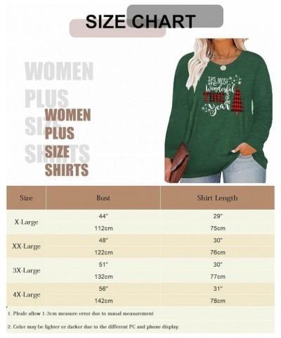 Plus Size Women T-Shirt Christmas Candy Snowman Gift Funny Casual Long Sleeve Graphic Cute Tee Tops Green-6 $12.88 Tops