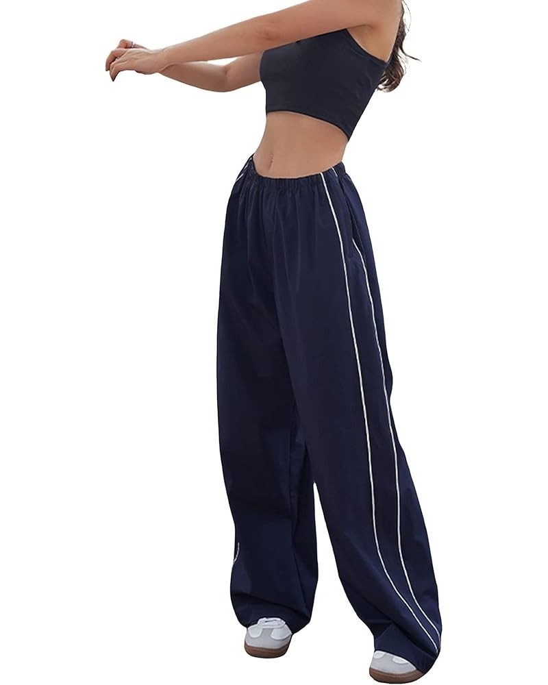 Women Y2k Baggy Low Waist Sweatpants Wide Leg Straight Drawstring Joggers Pants Punk Long Trousers Streetwear N1-navy Blue $9...