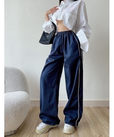 Women Y2k Baggy Low Waist Sweatpants Wide Leg Straight Drawstring Joggers Pants Punk Long Trousers Streetwear N1-navy Blue $9...