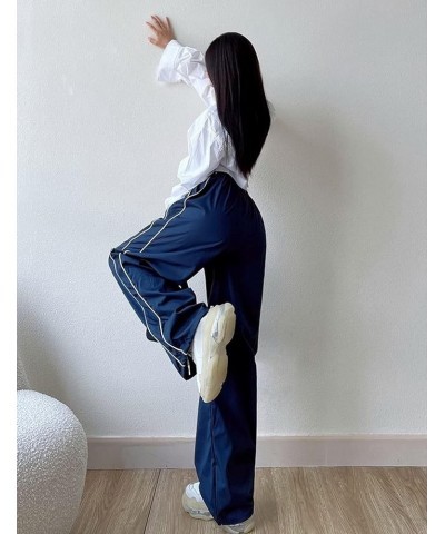 Women Y2k Baggy Low Waist Sweatpants Wide Leg Straight Drawstring Joggers Pants Punk Long Trousers Streetwear N1-navy Blue $9...