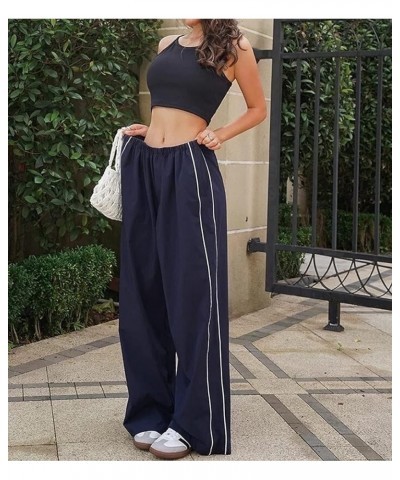 Women Y2k Baggy Low Waist Sweatpants Wide Leg Straight Drawstring Joggers Pants Punk Long Trousers Streetwear N1-navy Blue $9...