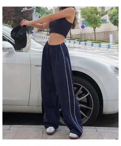 Women Y2k Baggy Low Waist Sweatpants Wide Leg Straight Drawstring Joggers Pants Punk Long Trousers Streetwear N1-navy Blue $9...