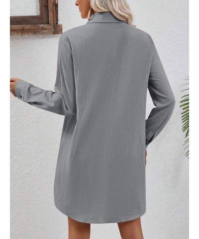 Grateful Thankful Blessed Shirt Women Thanksgiving Fall Button Down Long Sleeve Blouse Cotton Collared Shirt Dress Grey $15.8...