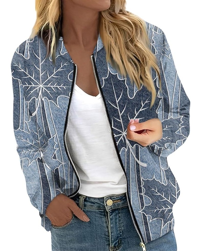 Light Jackets for Women 2024 Floral Print Trendy Pretty Versatile Zip Coats Long Sleeve Plus Size Outwear 02-royal Blue $9.95...