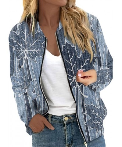 Light Jackets for Women 2024 Floral Print Trendy Pretty Versatile Zip Coats Long Sleeve Plus Size Outwear 02-royal Blue $9.95...