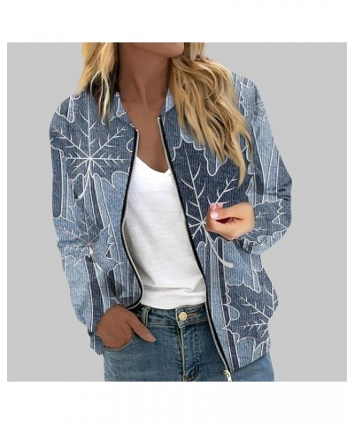 Light Jackets for Women 2024 Floral Print Trendy Pretty Versatile Zip Coats Long Sleeve Plus Size Outwear 02-royal Blue $9.95...