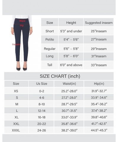 Dress Pants for Women High Waisted Skinny Leg Pants Work Business Trousers Formal Office Tummy Control Slacks Petite 27" Inse...