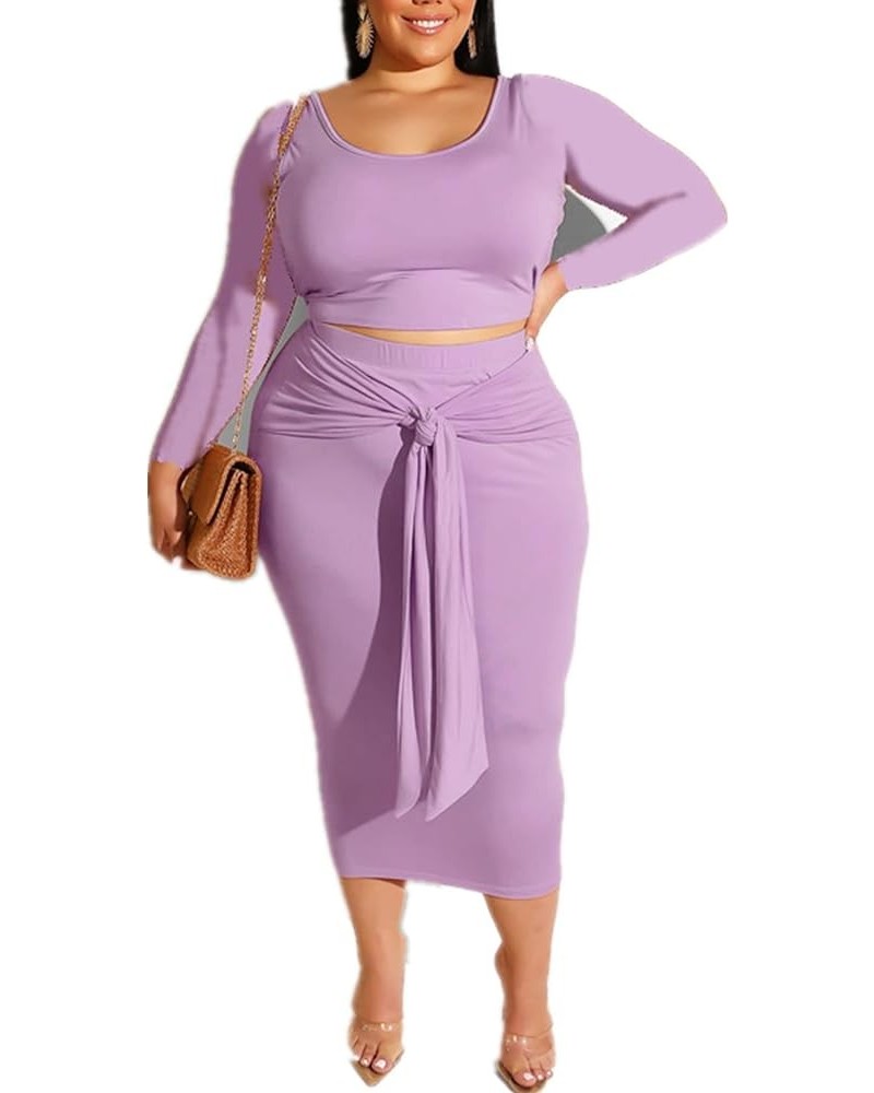 Plus Size Women 2 Piece Outfits Sets Sexy Tracksuit Midi Dress,Sleeveless Tank Top Bodycon Skirts Set Casual Summer Purple1 $...