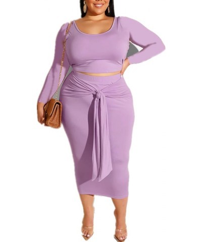 Plus Size Women 2 Piece Outfits Sets Sexy Tracksuit Midi Dress,Sleeveless Tank Top Bodycon Skirts Set Casual Summer Purple1 $...