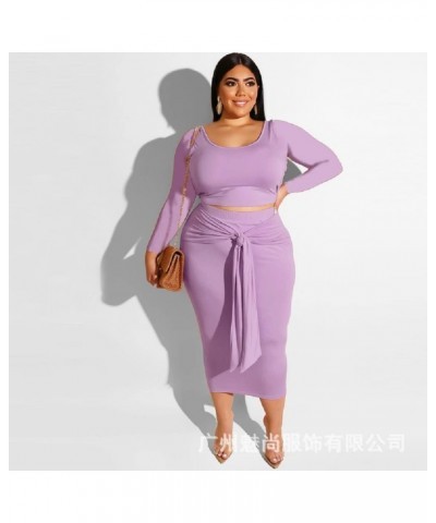 Plus Size Women 2 Piece Outfits Sets Sexy Tracksuit Midi Dress,Sleeveless Tank Top Bodycon Skirts Set Casual Summer Purple1 $...