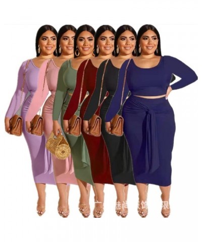 Plus Size Women 2 Piece Outfits Sets Sexy Tracksuit Midi Dress,Sleeveless Tank Top Bodycon Skirts Set Casual Summer Purple1 $...