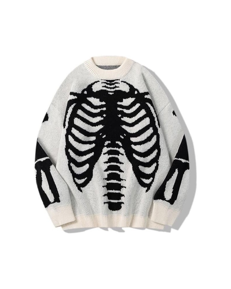 Y2K Sweater Oversized Vintage Knitted Streetwear Acubi Emo Skull Pullover Grunge Indie Tops Clothes Preppy Knitwear White $26...