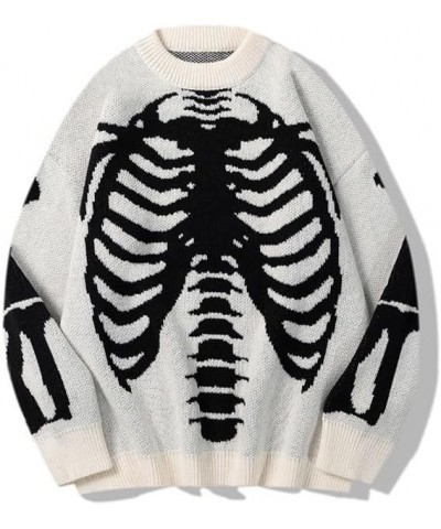 Y2K Sweater Oversized Vintage Knitted Streetwear Acubi Emo Skull Pullover Grunge Indie Tops Clothes Preppy Knitwear White $26...