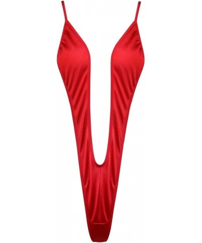 Womens One-Piece Sling Shot G-String Thong Monokini Micro Bikini Teddy Bodysuit Swimsuit Bathing Suit Red $9.69 Swimsuits