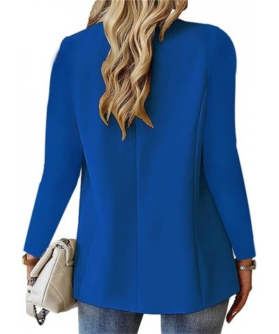 Women's Business Blazers Casual Work Office Jacket Suit Dressy Long Sleeve Lapel Button Down Open Front Solid Cardigan A-blue...