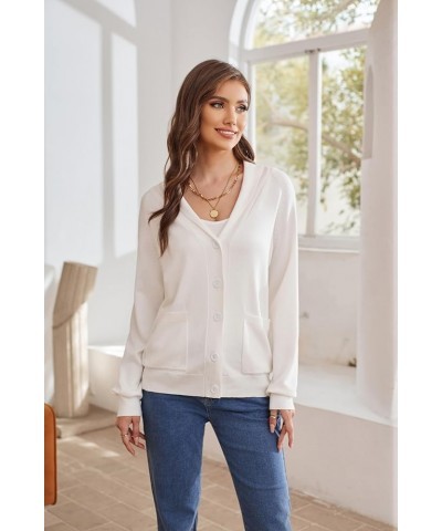 Women's Shawl Collar Sweater Blazer Long Sleeve Button Up Cardigans Lightweight Knit Jacket with Pockets White $9.68 Sweaters