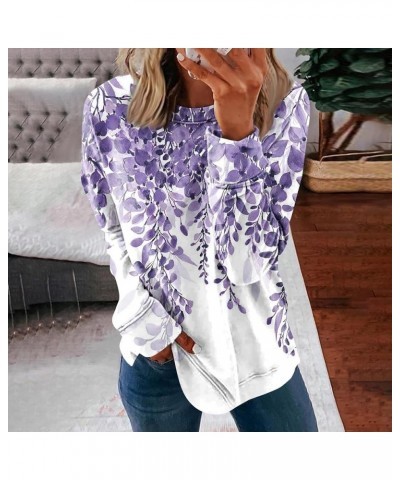 Womens Oversized T Shirts,Women's Casual Fashion Print Long Sleeve O-Neck Pullover Top 01-purple $9.08 T-Shirts