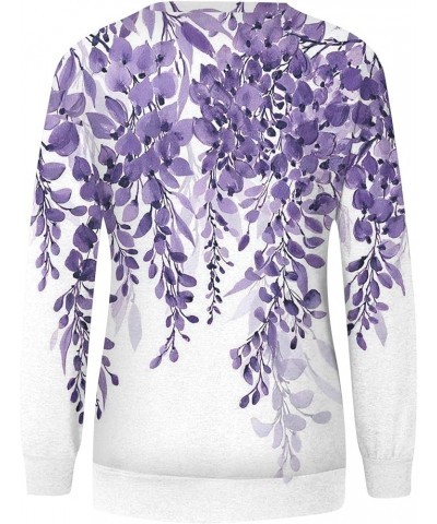 Womens Oversized T Shirts,Women's Casual Fashion Print Long Sleeve O-Neck Pullover Top 01-purple $9.08 T-Shirts