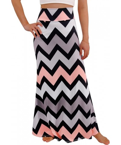 Novias Women Fashion Multicolored Print High Waist Maxi Skirt Long Skirt Wave $13.20 Skirts