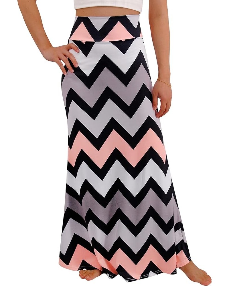 Novias Women Fashion Multicolored Print High Waist Maxi Skirt Long Skirt Wave $13.20 Skirts