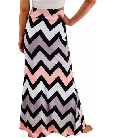 Novias Women Fashion Multicolored Print High Waist Maxi Skirt Long Skirt Wave $13.20 Skirts