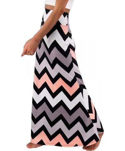 Novias Women Fashion Multicolored Print High Waist Maxi Skirt Long Skirt Wave $13.20 Skirts