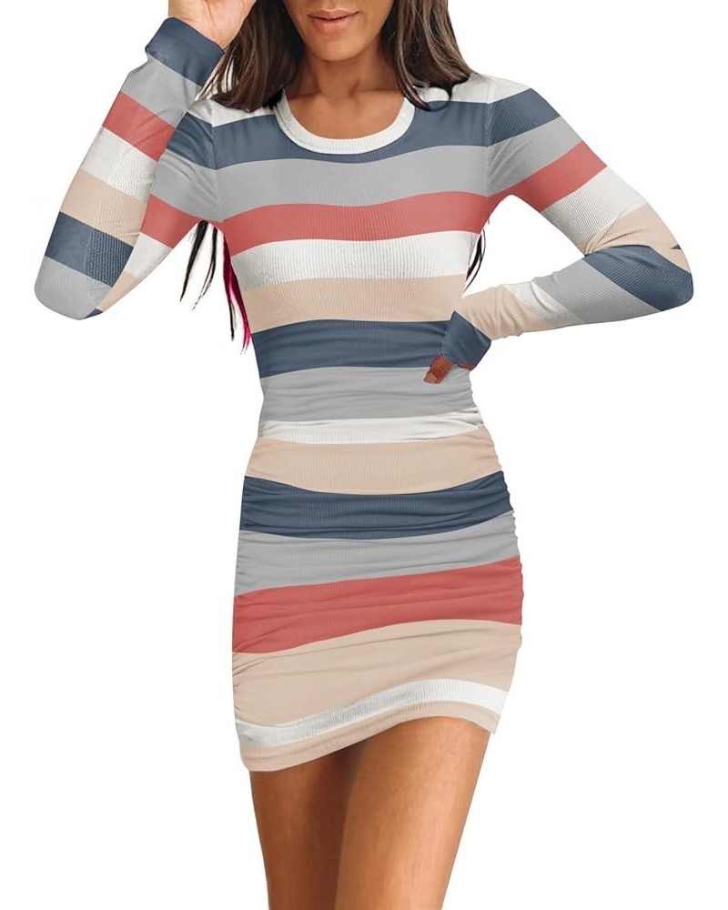 Womens Ribbed Scoop Neck Sleeveless Tank Dresses Basic Bodycon Mini Dress C Multicolor $16.80 Dresses