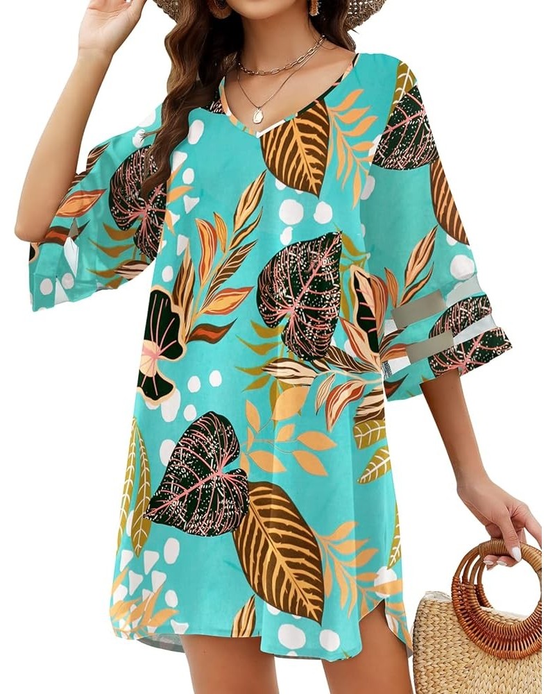 Women's Swimsuit Coverup Bathing Suit Cover Ups V Neck Summer Bikini Casual Loose Beach Dress Floral4 $14.49 Dresses