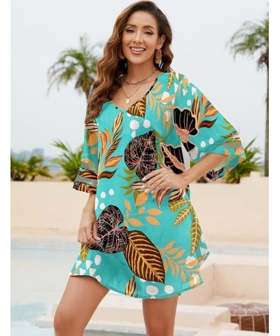 Women's Swimsuit Coverup Bathing Suit Cover Ups V Neck Summer Bikini Casual Loose Beach Dress Floral4 $14.49 Dresses