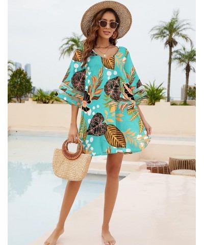 Women's Swimsuit Coverup Bathing Suit Cover Ups V Neck Summer Bikini Casual Loose Beach Dress Floral4 $14.49 Dresses