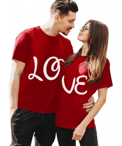 Couples Matching Shirts for Him and Her Men Women LO VE Print Valentine's Day Short Sleeve Couple T-Shirt Blouse Tops Women 0...